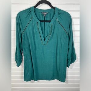 Express Dark Green Half Sleeve Top Womens Large